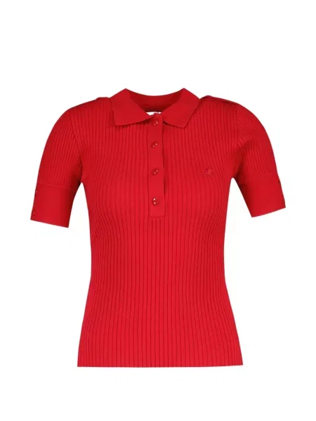 Scurt tricou polo Courreges tricotate roșu