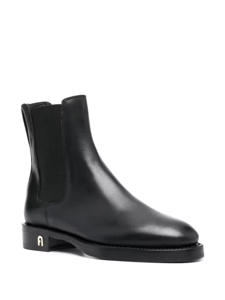 Cizme scurte Furla din piele negru