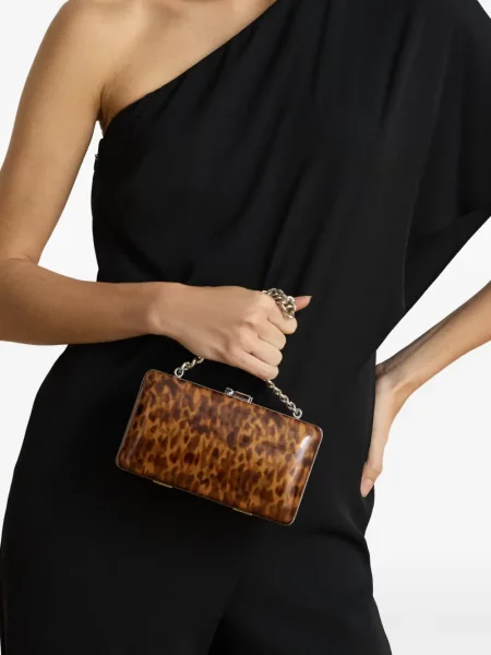 Δερμάτινος clutch Lauren Ralph Lauren με σχέδιο καφέ