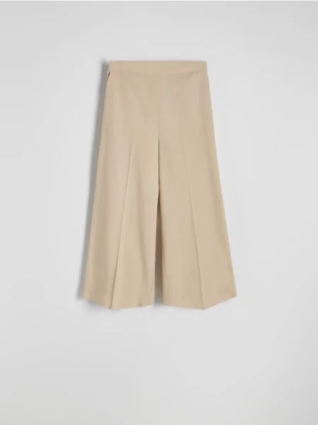 Reserved Spodnie culotte z wiskozą beżowy