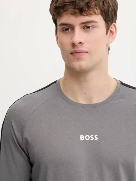 Длинная пижама Boss с принтом серая