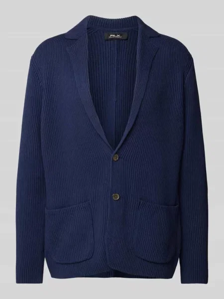 Kurtka z dzianiny z kołnierzem rewersowym Polo Ralph Lauren granatowa