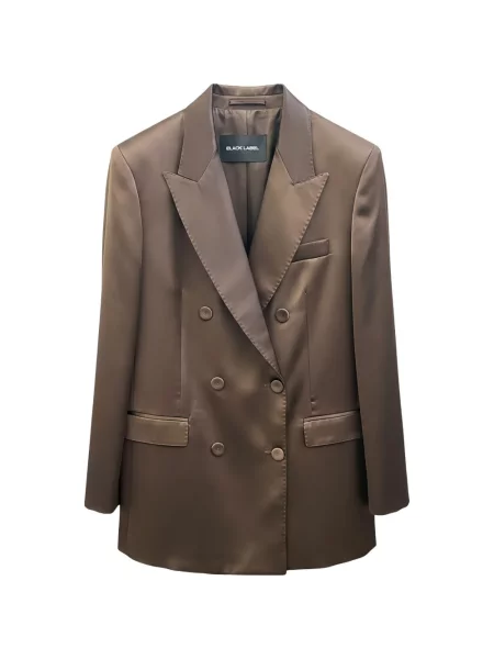 Sacou Rundholz Black Label din satin cu două rânduri de nasturi negru