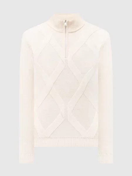 Светр з вовни мериноса в геометричний візерунок Cashmere&whiskey білий