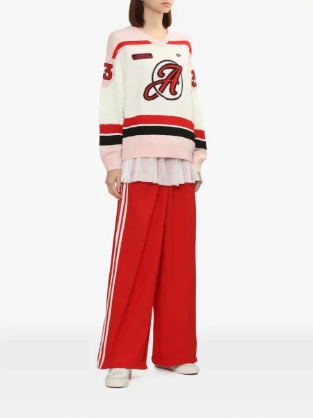 Pantaloni Adidas cu volane cu șireturi din dantelă roz