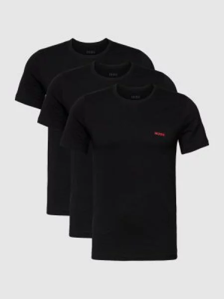 T-shirt z nadrukiem z logo w zestawie 3 szt. Hugo czarna
