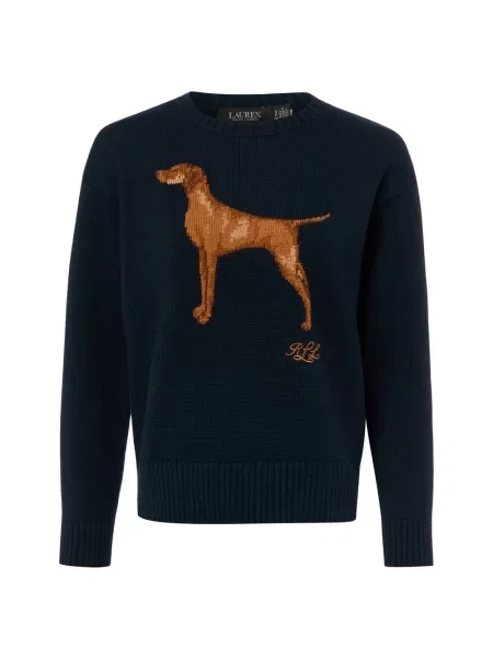 Lauren Ralph Lauren bluzka z dzianiny Kobiety niebieski|brązowy S niebieska