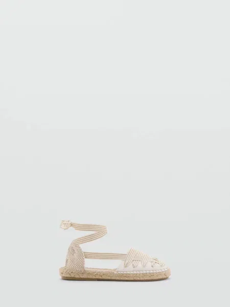 Espadryle z paskami złamana biel Dzieci 32 MANGO KIDS