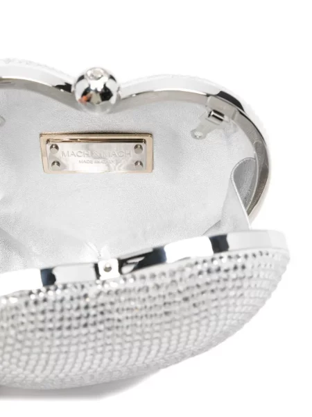 Geantă Mach & Mach de cristal cu motiv cu inimi mini alb