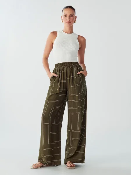 Willa Pantaloni Sky oliv alb