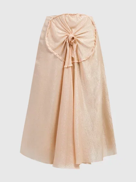 Спідниця міді з люрексом з аплікацією у вигляді квітки Victoria Beckham рожева
