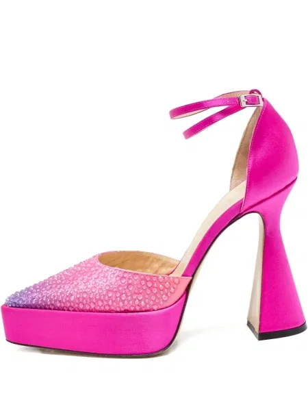 Полуотворени обувки Mach & Mach на платформе с кристали розово