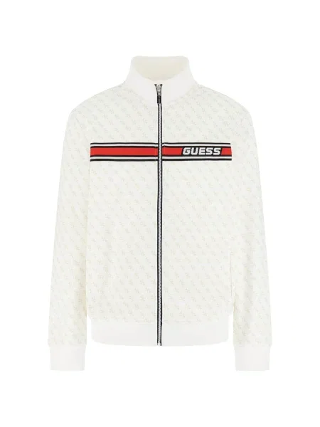 GUESS Sportovní mikina béžová / šedá / červená offwhite černá