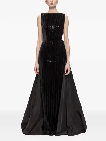 Rochie maxi Nissa cu paiete de catifea negru