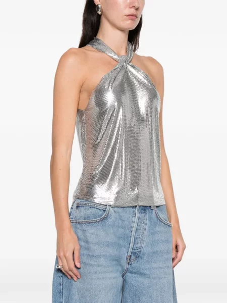 Bluzka Rabanne z dekoltem halter srebrna
