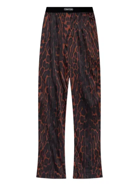 Pantaloni Tom Ford cu imagine cu model leopard maro