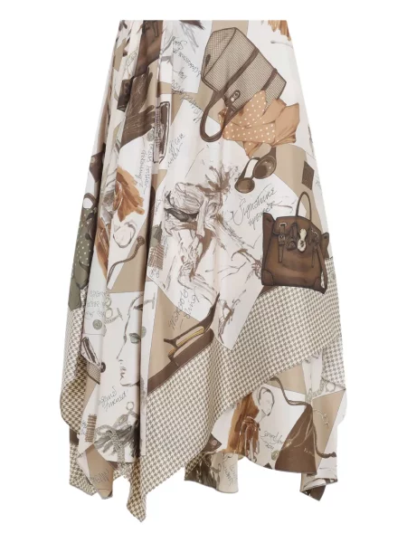 Fustă midi Ralph Lauren Collection de mătase până la genunchi