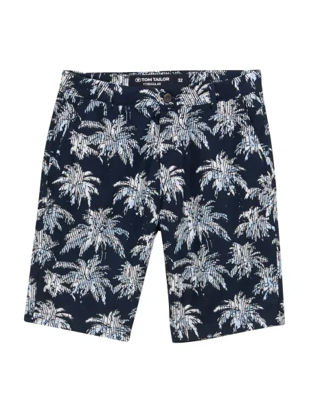 TOM TAILOR Pantaloni eleganți bleumarin / albastru deschis alb