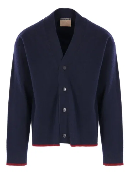 Kardigan 10 Corso Como z dekoltem w serek niebieski