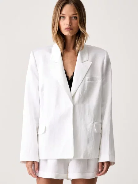 Le Privé sacou pentru femei cu vâscoză FRANCOISE BLAZER BLANC alb