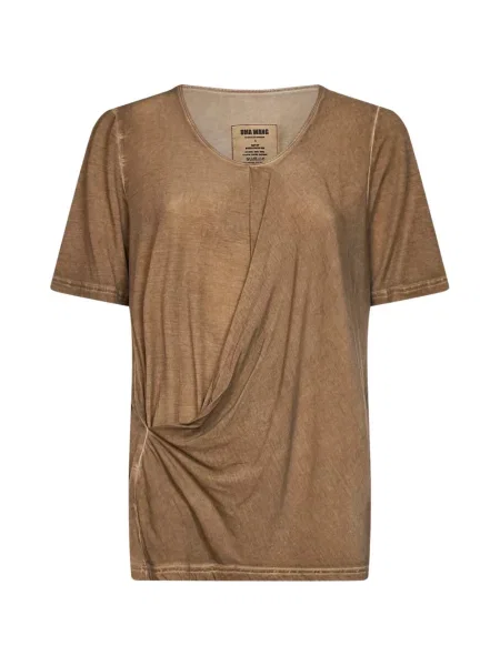 Tricou Uma Wang asimetric drapate maro