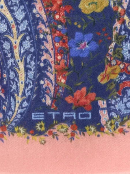 Κασκόλ Etro με κρόσσια paisley μπλε