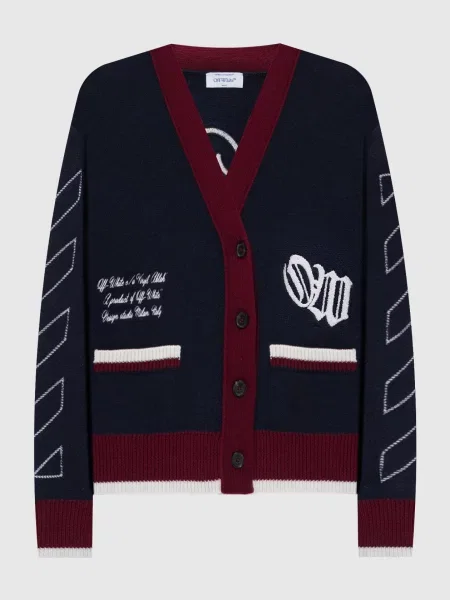 Кардиган з вовни з логотипом Off-white синій
