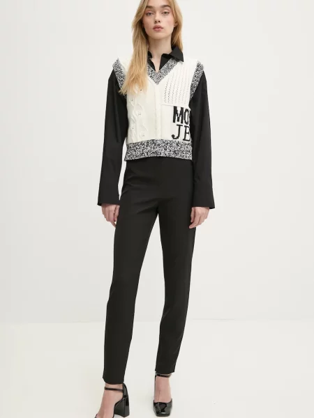 Moschino Jeans spodnie dopasowane high waist czarny