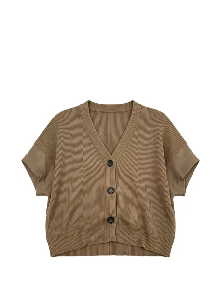 Scurt cardigan Brunello Cucinelli tricotate maro