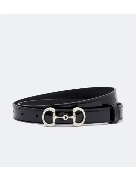 Cu centură curea Gucci din piele de lac negru