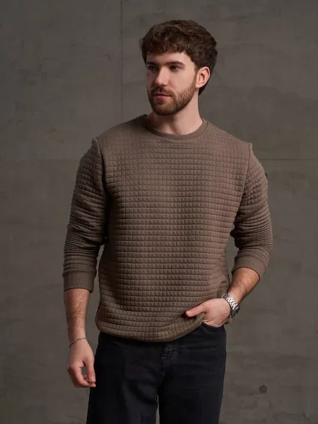 Світшот ISSA Plus хакі комбінований верх