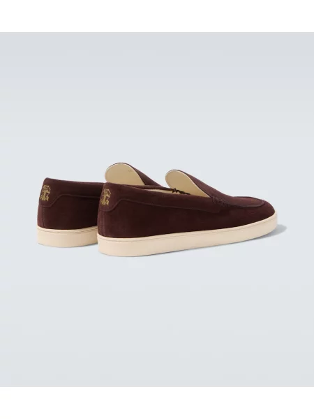Chiloți Brunello Cucinelli din piele de căprioară slip-on maro