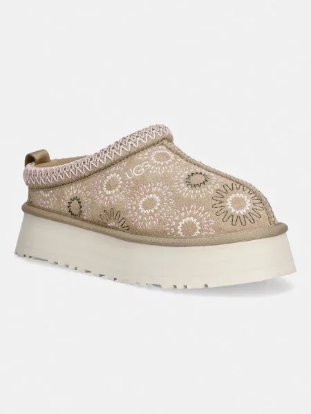 Copati iz semiša UGG W Tazz Sun Stitch bež