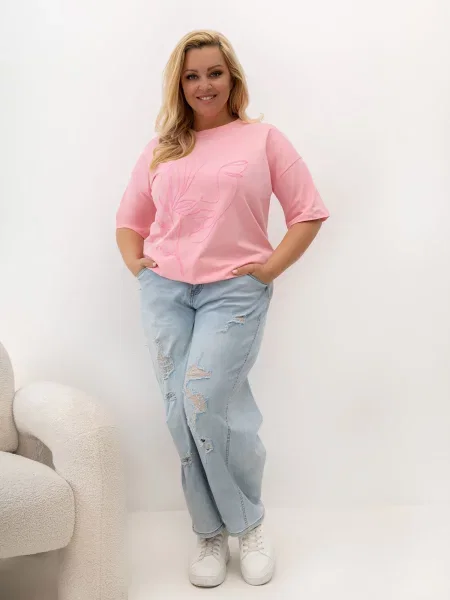 Tricou Relevance cu imprimeu abstract roz