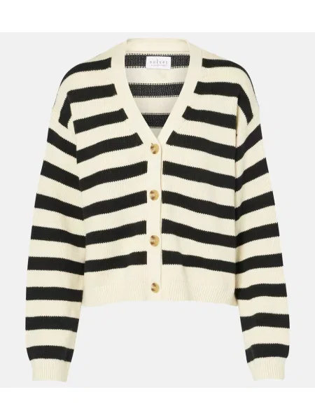 Cardigan Velvet din cașmir cu dungi alb