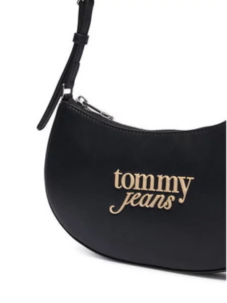 Tommy Jeans torbica polumjesec za žene od imitacije kože crna