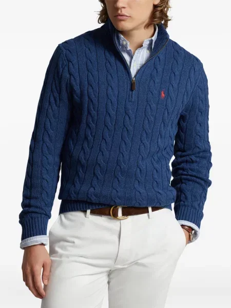 Dlouhá pruhovaná s límcem kšiltovka Polo Ralph Lauren modrá