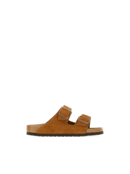 Klapki Birkenstock skórzane brązowe