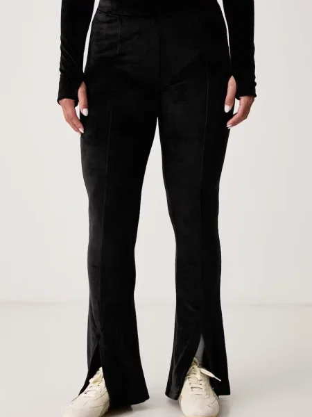 HUGO Blue pantaloni evazați flare pentru femei din velur Nucutey_B negru
