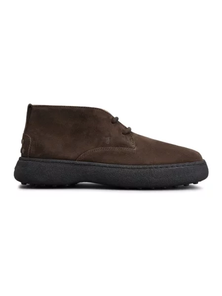 Botki Tod's skórzane wiązane brązowe
