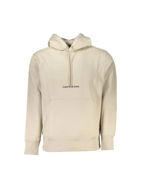 Bluza z kapturem Calvin Klein z kapturem polarowa beżowa