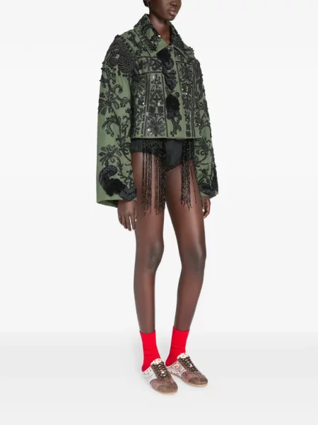 Geacă Dries Van Noten cu broderie verde