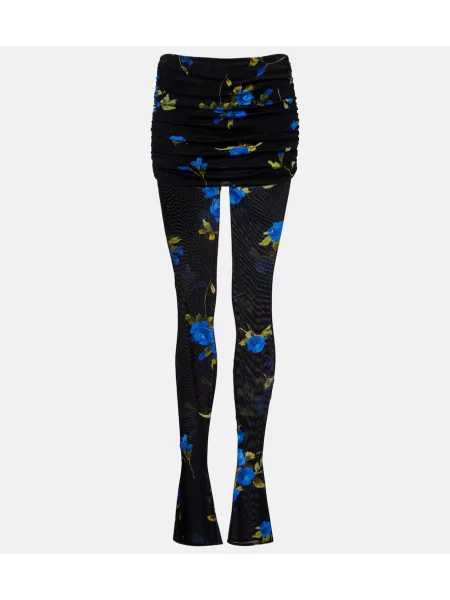 Leggings Blumarine cu model floral din jerseu negru