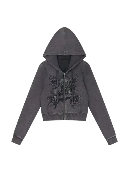 Ed Hardy Hanorac Stay True / denim / argintiu negru