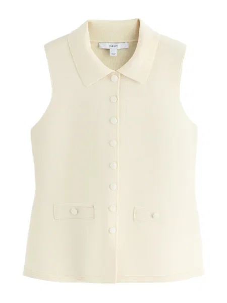 Next Geacă tricotată ecru