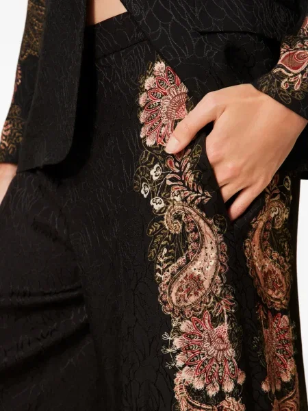 Pantaloni Twinset cu imagine cu model paisley negru