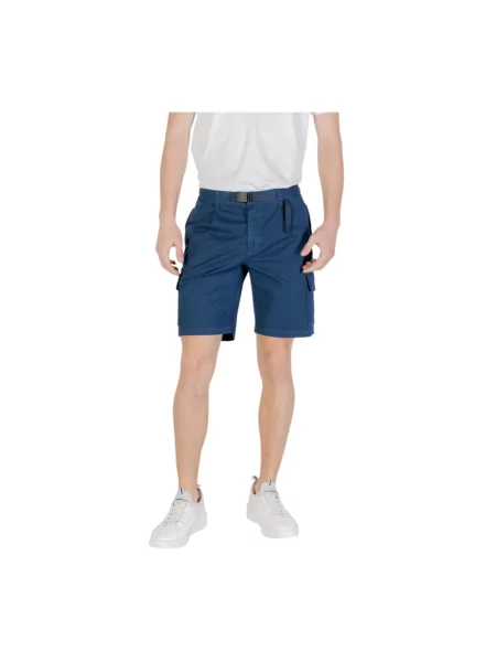 Lniane szorty cargo Hugo Boss niebieskie