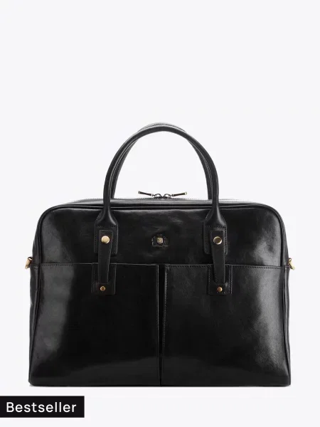 Torba na laptopa skórzana z akcesoriami czarna