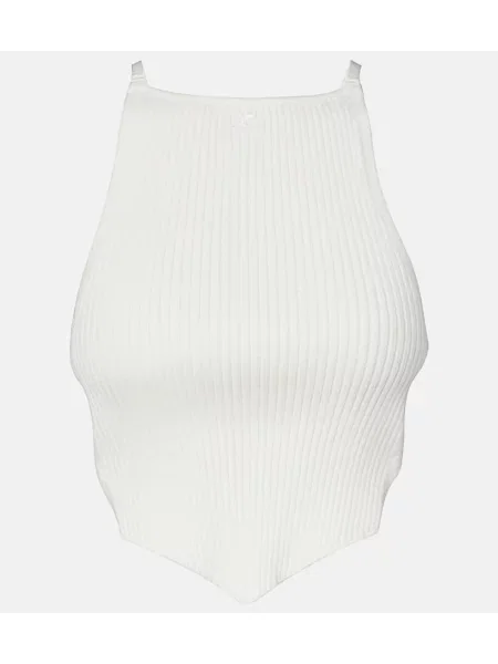 Top Courreges tricotate alb