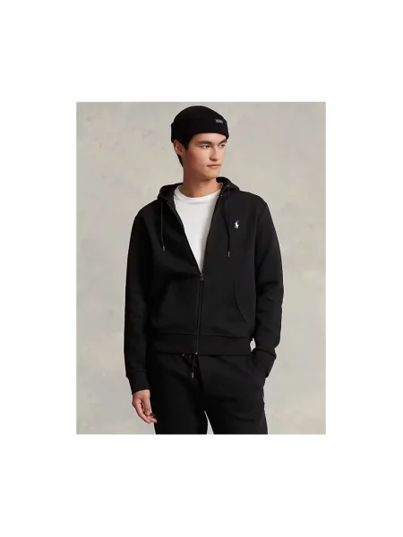 Polo Ralph Lauren Bluzy Mężczyzna Bluza z Zamkiem Błyskawicznym z Podwójnego Dzianiny czarny